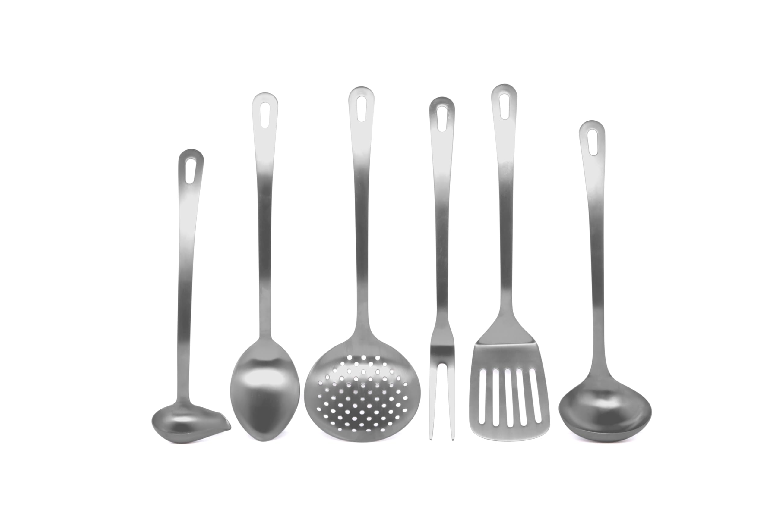 BIRAMBEAU - Set de 6 ustensiles de cuisine haute résistance inox - 18% chrome