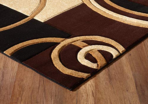 GLORY RUGS Area Rug 2x3 Door Mat Brown Geometric Soft Floor Carpet with Premium Fluffy Texture for Indoor Living Dining Room and Bedroom Area