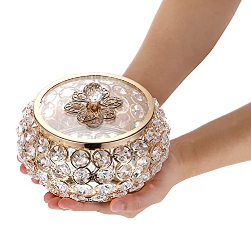 Hipiwe Crystal Jewelry Box with Glass Lid Trinket Organizer Mirrored Treasure Box Ring Holder Earrings Necklace Storage Box Keepsake Gift Box for Home Dresser Decor - Image 8