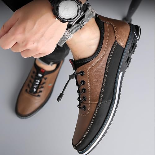 Image of Men's Leather Casual Oxford Shoes Moccasin Driving Office Walking Loafers Lace Up Slip-On Business