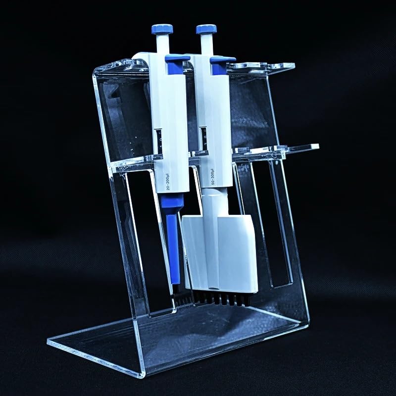 Soporte de pipeta de laboratorio transparente en forma de Z for 5 pipetas multicanal/monocanal