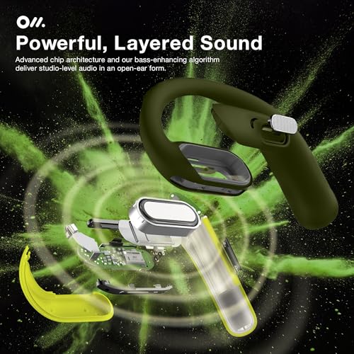 Image of Oladance OWS Pro Open-Ear True Wireless Headphones, Noise Cancellation, Stable Bluetooth 5.3 Connection, Amplifier Chip, Virtual Bass, 360 Superior Sound, 16H Playtime, Comfortable Fit (Green)