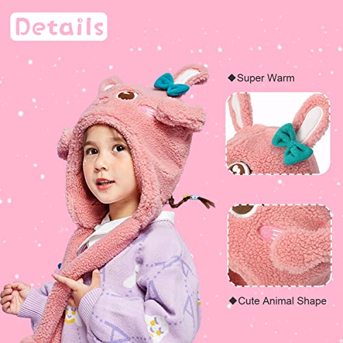 7-Mi Kids Plush Hat With Ear Moving Jumping Hats Funny Cute Rabbit Animal For Boys And Girls Winter Cold Weather Soft Warm Cap Pink thumb #2