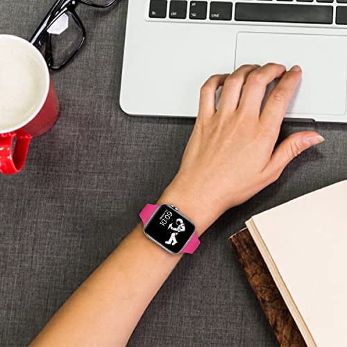STG Sport Band Compatible with Apple Watch 38mm 40mm 41mm 42mm 44mm 45mm 49mm, Soft Silicone Slim Thin Narrow Replacement Strap Compatible for iWatch Ultra SE Series 9/8/7/6/5/4/3/2/1 (Hot Pink, by STG Sport - Used condition - Image 5
