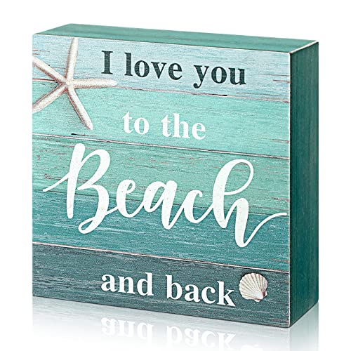 I-Love-You-to-The-Beach-and-Back-Wooden-Box-sign-Beach-Party-Decorations-Art-Signs-Rustic-Plaque-Decorations-for-Bathroom-Bedroom-and-Dining-Room-5-x-5-Inches I Love You to The Beach and Back Wooden Box sign Beach Party Decorations Art Signs Rustic Plaque Decorations for Bathroom Bedroom and Dining Room 5 x 5 Inches