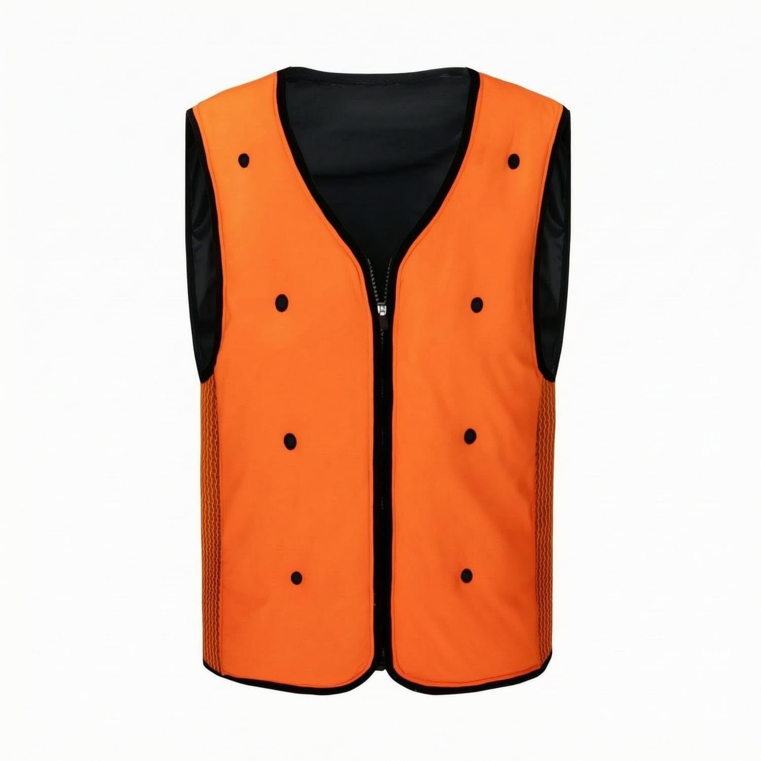 TRENDYNEST Breathable Mesh Cooling Vest Fitted Sleeveless Zip Vest V-Neck Outerwear Black Trim for Outdoor Wear, Workwear, Orange Black, 4XL-picture-12
