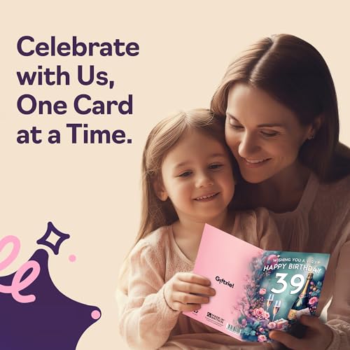 39th Birthday Card - Pink Presents Champagne Bottle - Gorgeous Pretty Beautiful Birthday Cards for 39 Year Old Woman Women, 5x7 Inch Greeting Cards Gift - Image 3