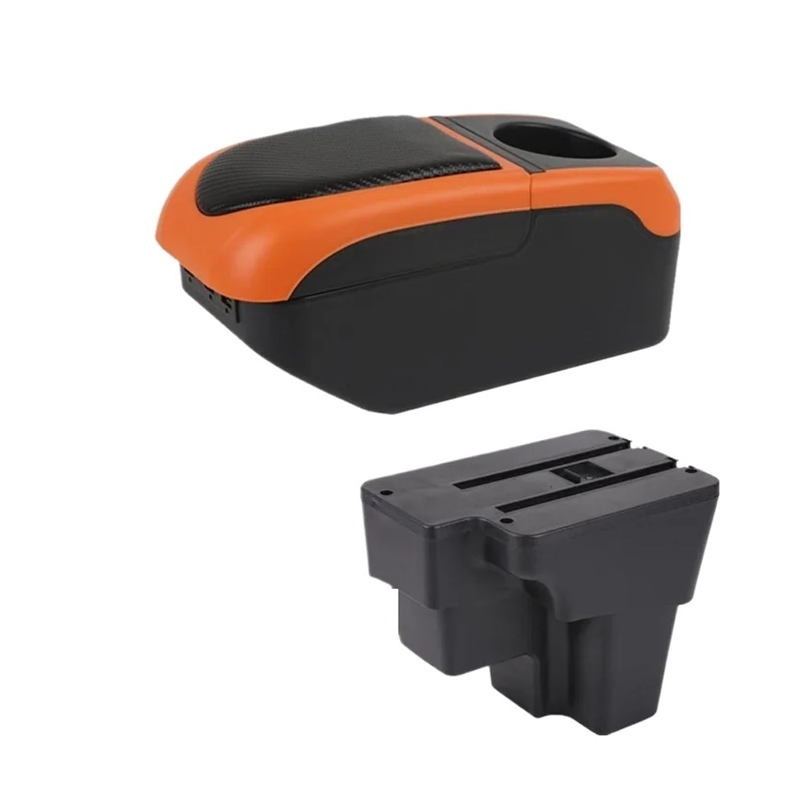 Umdjju S1 Black-Orange 6Usb For Kia For Rio For Stonic 2015-2024 Armrest Box Retrofit Car Storage Accessories Car Centre Console Armrest Box(S1 Black-Orange 6Usb)