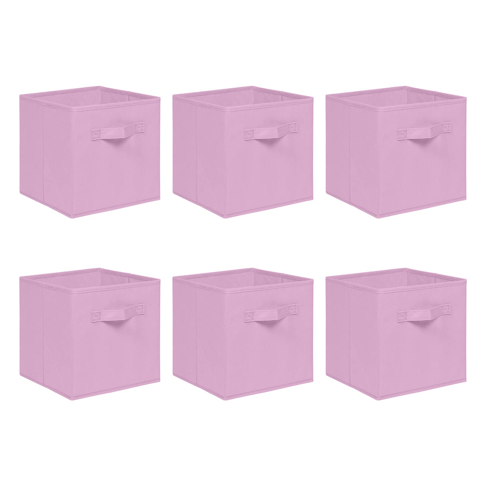 NICEME Foldable Cube Storage Unit Boxes, Non-Woven Fabric Storage Boxes Set, Clothes Drawers for Shelves, 26.5x26.5x28 cm (Pink, Set of 6)