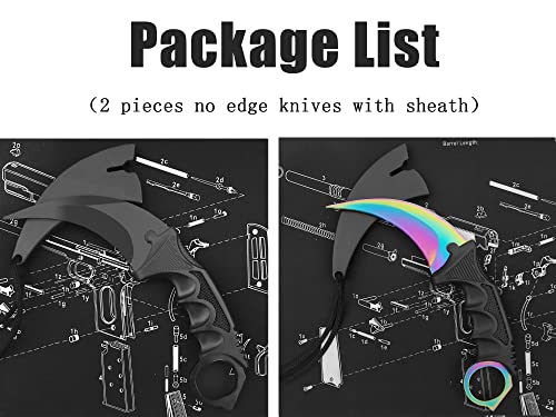 ZLIXING 2 peças de facas de karambit para treinar facas de treino sem borda com lâmina fixa e bainha