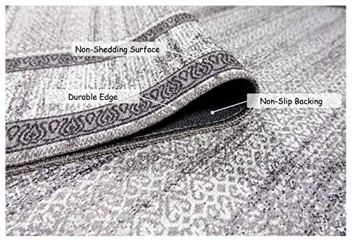 Gloria 2 Piece 22"X59" Runner & 20"X30" Landing Mat Kitchen Set Bordered Washable Rug Anti Slip Backing Rugs Light Weight Foldable Carpet And Doormat Set (Gray, Kitchen Set) #TOP4