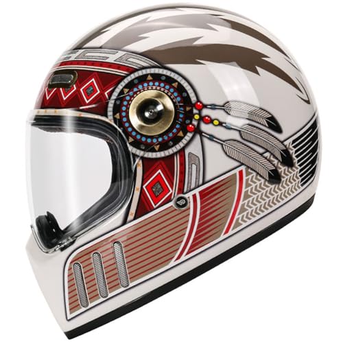 Casco Integral De Moto Estilo Retro ECEDOT Homologado Casco Moto Integral para Mujer Hombre Casco Scooter Modular con Visera Cascos de Motocicleta Seguridad Protección K,L=59~60CM
