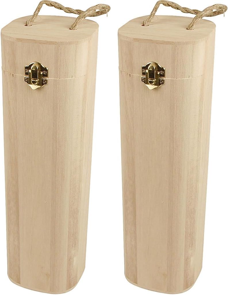 Boîte à vin avec ficelle lot de 2 emballages bois bouteille