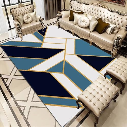 Tapis décoration intérieure design bleu gris de salon moderne