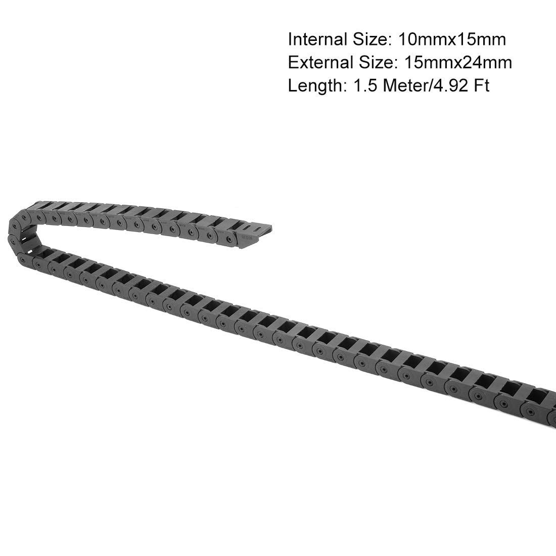 sourcing map Chaîne porte-câbles glisser connecteur type fermé fin R18 10x15mm 1,5M