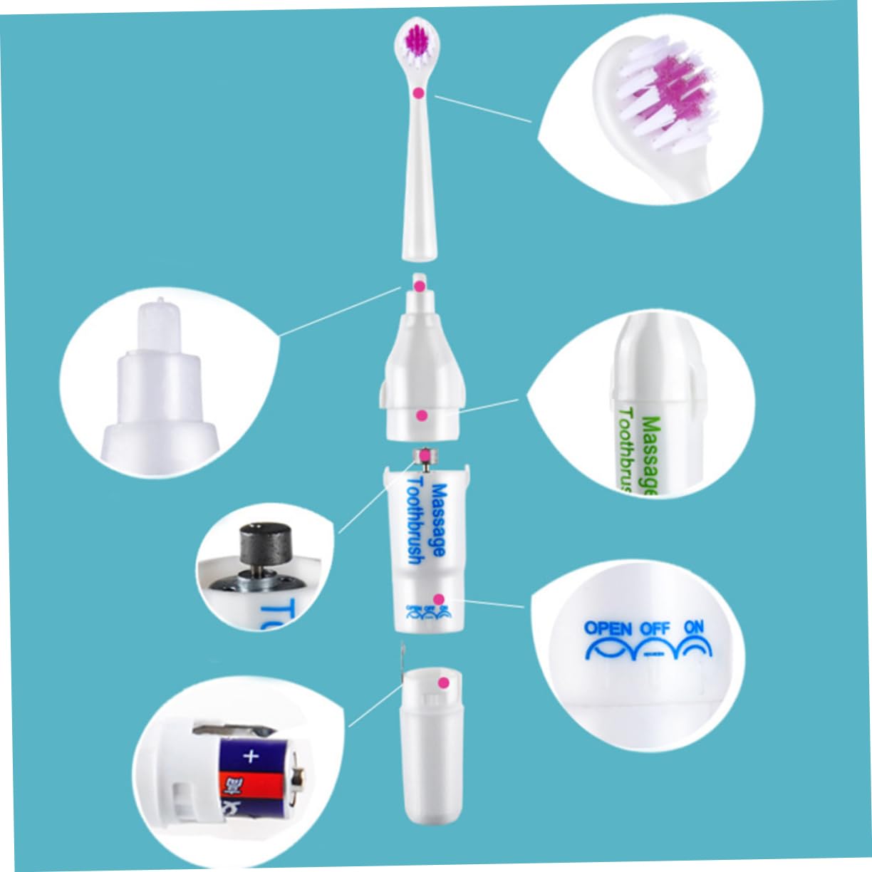 MUCKLILY Electric Toothbrush with Replacement Brush Heads Lightweight Portable Oral for Adults for Gums Durable