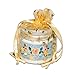 100-Pack 3x4 Sheer Organza Drawstring Gift Bags (Small) - Metallic Stars (Gold/Gold) - Wedding Party Favors, Jewelry, Candy, Treats Mesh Pouch by The Display Guys