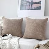 Kevin Textile Set of 2 Decorative Lined Linen Square Throw Pillow Cases Protectors Cushion Covers fo
