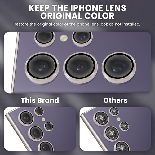 Image of FIRST MART Silver Camera Ring Guard Protector for Samsung Galaxy S24 Ultra | Tempered Glass with Metal Alloy Rings, HD Clear, Scratch Resistant, Case-Friendly | Pack of 1