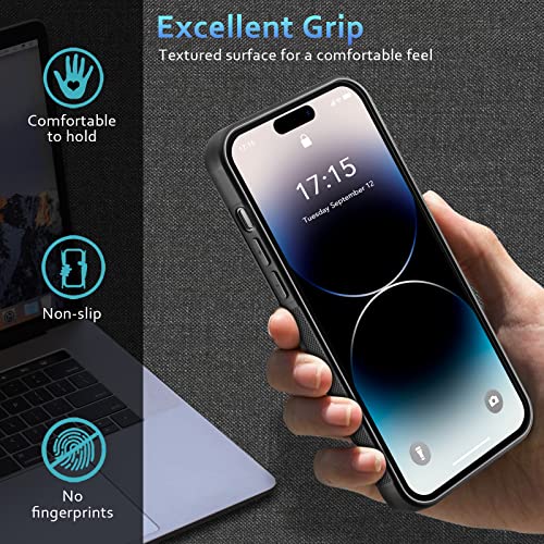 For Iphone 14 Pro Max Case 6.7 Inch, Military-Grade Drop Protection, Carbon Fiber For Iphone 14 Pro Max Shockproof Slim Thin Cover, Support Wireless Charging For Men & Women, Gloss Black Protector #TOP5