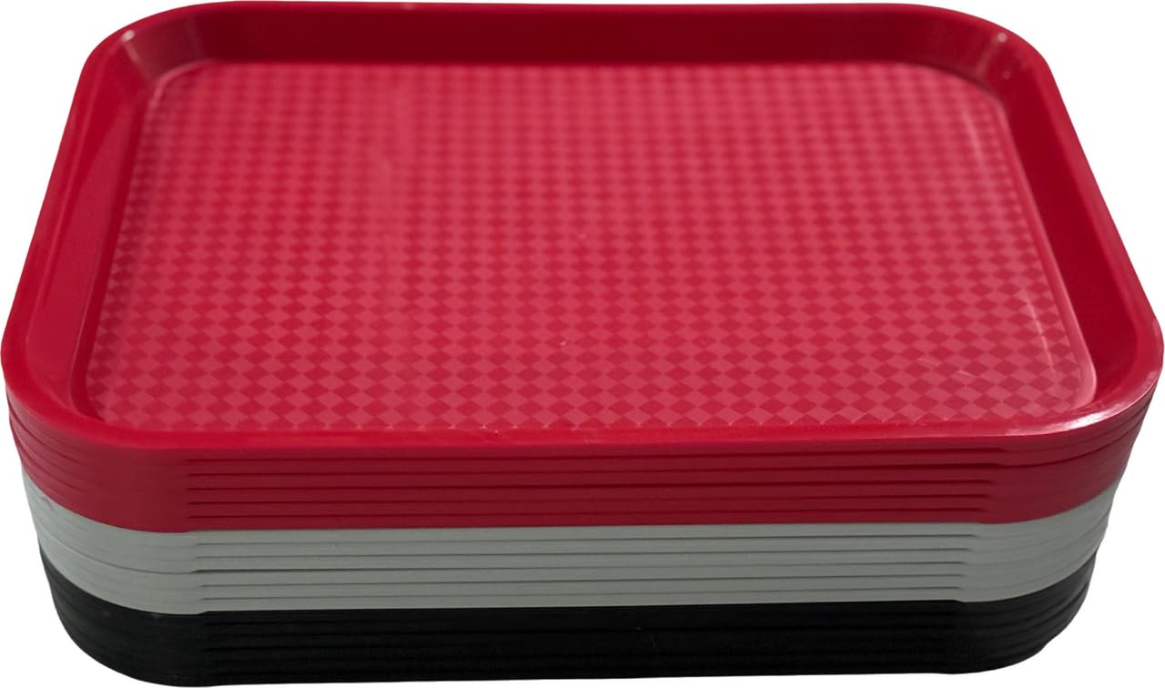 aro Lot de 6 plateaux de service rectangulaires en polypropylène - Noir - 46 x 36 x 2,2 cm