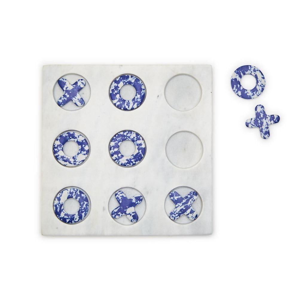 Amazon.com: Two's Company Blue Marble Hand-Crafted Tic-Tac-Toe
