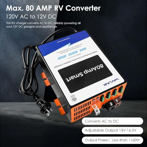 Image of WAVLINK 80A RV Power Converter 120V AC to 12V DC Battery Charger