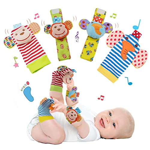 Image of Baby Wrist Rattle Foot Finder Socks Set for Babies 0-3-6-12 Months, Infant Toys for Newborn Boys and Girls 0-6-9-12 Months, Sensory Learning Toy for Shower Gifts