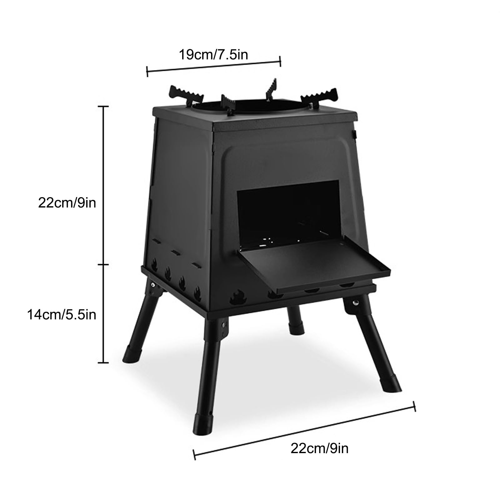 Stufa a Legna Portatile, Stufe a Legna da Campeggio per Esterni con Gambe Pieghevoli e Borsa per Il Trasporto, Ideale per Escursioni, Picnic e Barbecue(22cm/9in)