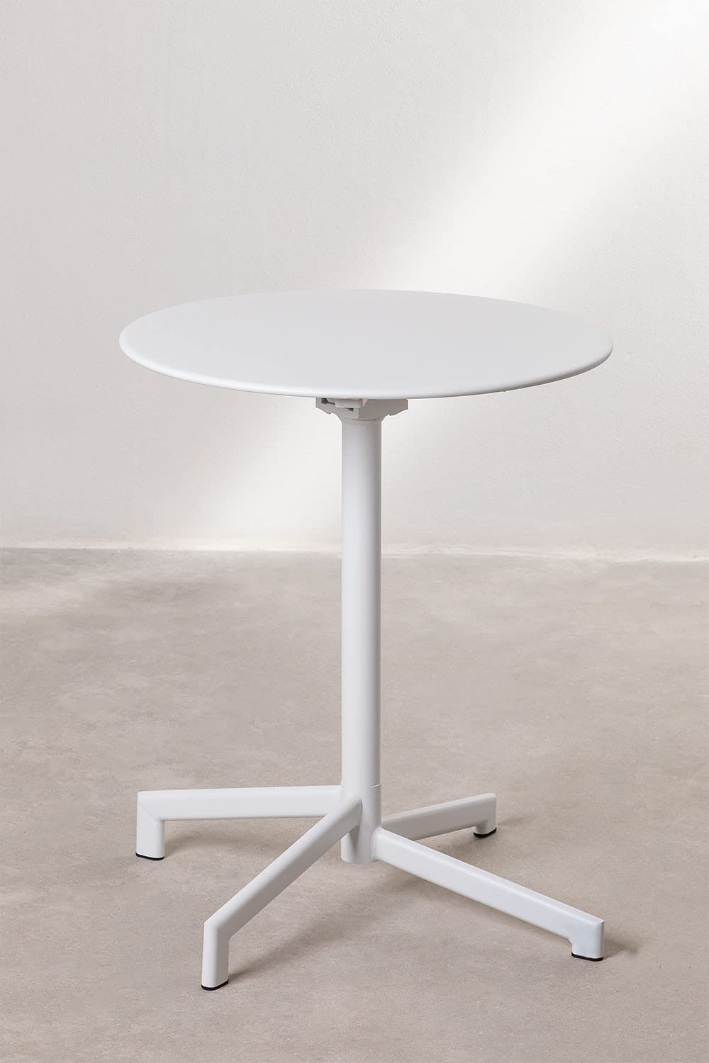 SKLUM Table de Bar Pliante et Convertible en 2 hauteurs en Acier (Ø59,5 cm) Dely Blanc