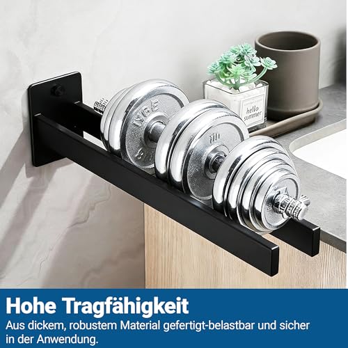 Handtuchhalter Wand – Mit 2 Installationsmethoden (Ohne Bohren oder Zum Bohren) für Badezimmer, Küche und Wohnzimmer (Schwarz)