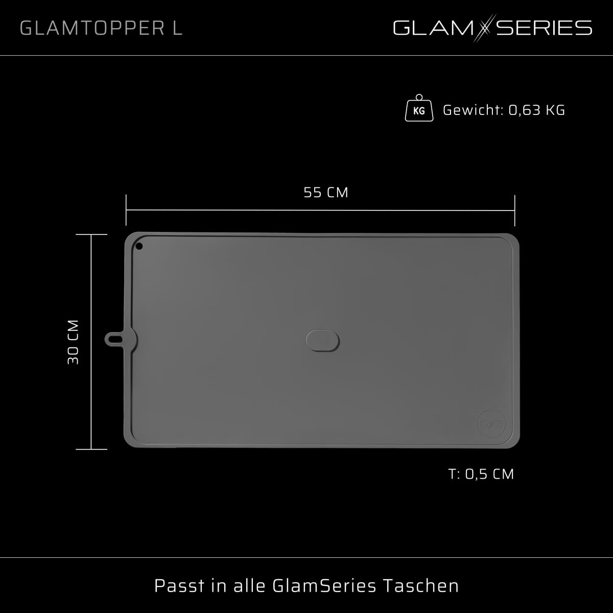 Glamtopper L Termoizolacyjna mata silikonowa 30 x 55 x 0,5 cm pod akcesoria makijażowe i fryzjerskie typu lokówka