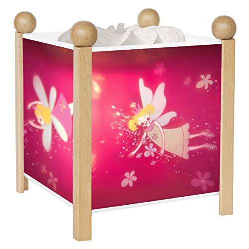 TROUSSELIER - Princesses Fées - Veilleuse - Lanterne Magique - Idéal Cadeau Enfant - Dessin animé - Lumière rassurante - Couleur Bois Naturel - Ampoule 12V 10W inclue - Prise Elec. EU