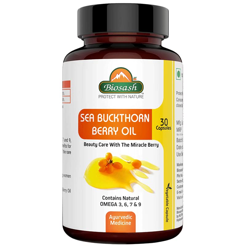 Image of Sea Buckthorn Berry Oil Capsules 30 Caps | CO2 Extracted from Certified Organic Berries | Omega 3 6 7 9 | Antioxidants & Vitamins | Radiant Skin, Heart, Liver & Immunity Support | Herbal & Natural
