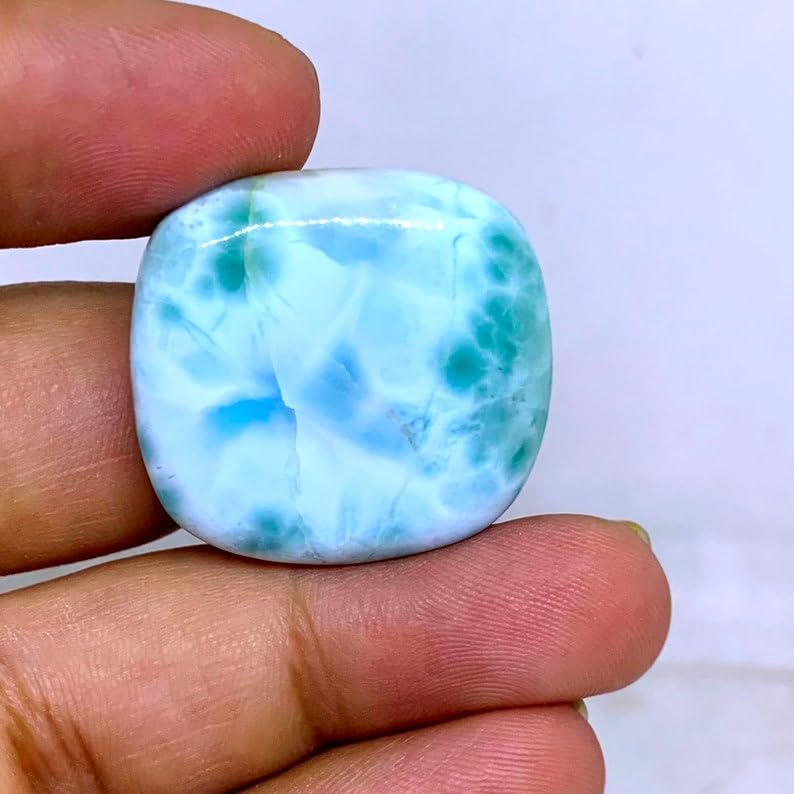 Larimar véritable GH_NAT_06152, gemme carrée d'exception pour bijou - 3