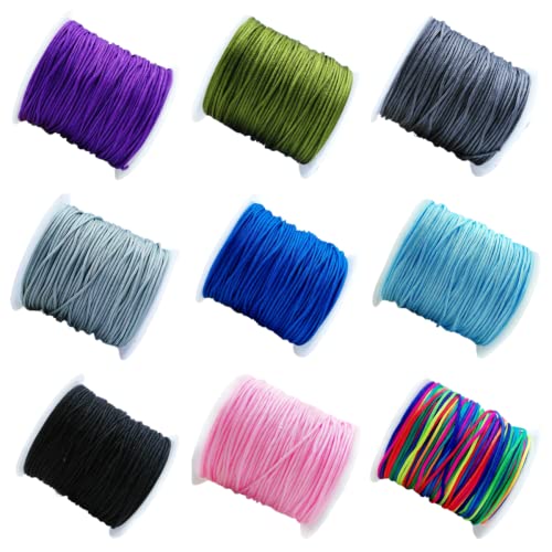 Nylon String for Bracelets, 9 Rolls Chinese Knotting Cord Beading