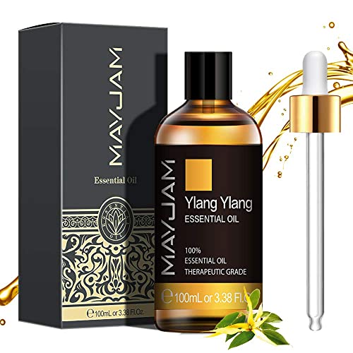 MAYJAM Huiles Essentielles YlangYlang 100 ml, 100% Naturelles Pures Huile Essentielle D'aromathérapie de Qualité Thérapeutique, Huiles Parfumées pour Diffuseur Humidificateur Cadeaux Parfaits