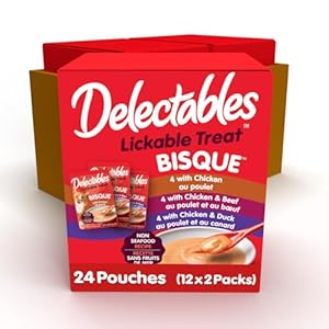 Hartz Delectables Bisque Non-Seafood Lickable Wet Cat Treats, Flavour Variety, 24 Pack