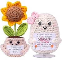 Mwmoeen Pocket Hug Positive Kartoffel, Funny Positive Kartoffel und Sonnenblumen, Handgemachte Häkeln Positive Kartoffel, IParty Dekoration Unterstützung Ermutigung Lustig Geburtstags Geschenk