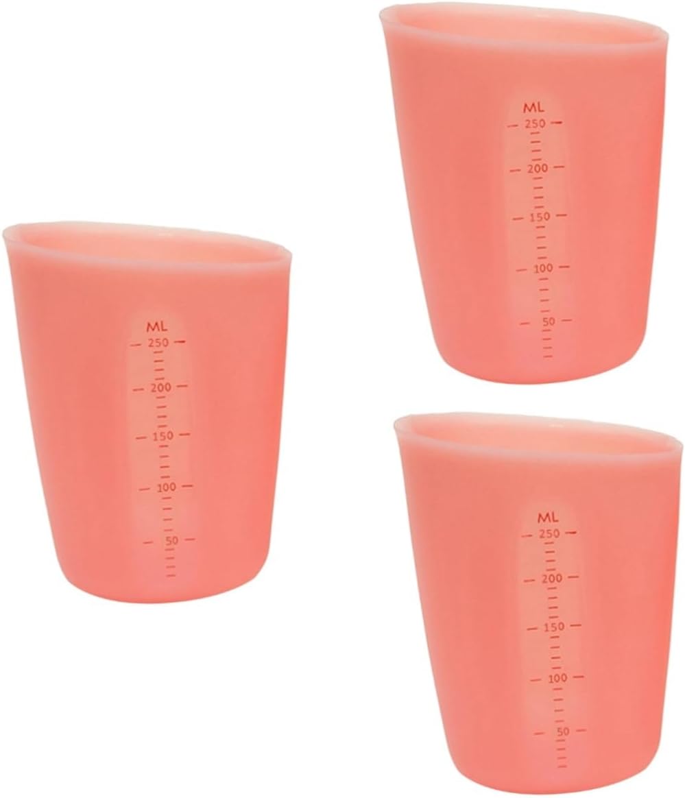 Cabilock 3pcs Silicone Measuring Cup Double Scale Translucent Food-grade Tool for Baking Mixing and Coffee Making Random Color Easy to Clean Compact Design