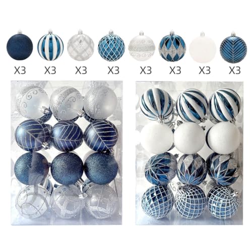24 Pcs Ball Shaped Christmas Ornaments 2.36In Plastic Balls Shatterproof - image 2