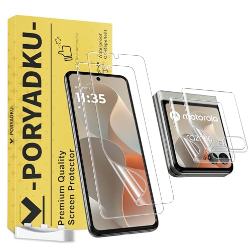 MoShieldwish [4-Pack] for Motorola Razr 2026 Screen Protector/Moto Razr 2025/2024 Screen Protector 2 Inside + 2 Front Flexible TPU Film Scratch Resistant Crease-Free Anti-Edge Lifting
