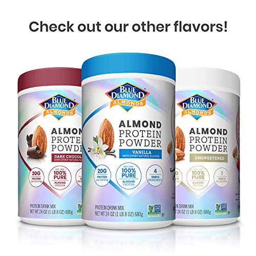 Blue Diamond Almonds Almond Protein Powder, Vanilla - 20g Protein, Plant Based, Vegan, Gluten Free, Non Dairy, Non-GMO, 100% Pure Almond Protein, 24 Ounce