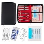 Complete Suture Practice kit for Students Traning Manual & Carryall Case Reusable Mesh Pre Cut- 14 Wounds Silicone Skin Suture Pad - for Education Use Only (15)