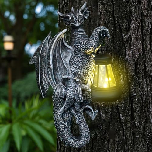 Statue de jardin dragon résistant aux intempéries avec éclairage solaire - 3
