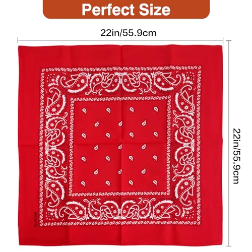 Raylarnia BANDANASWN-001 Bandana Multi-Purpose 100% Cotton Headbands For Women, 22 Inch Paisley Cowboy Bandanas thumb #2