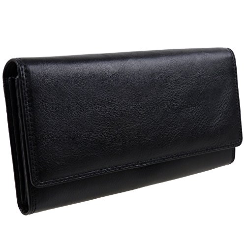 Portefeuille en cuir pour femme au quotidien, accessoire noir compact