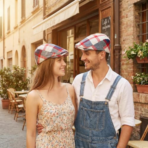 Image of 3Pcs Men's Newsboy Caps Cotton Cooling Hat Adjustable Flat Cap for Men