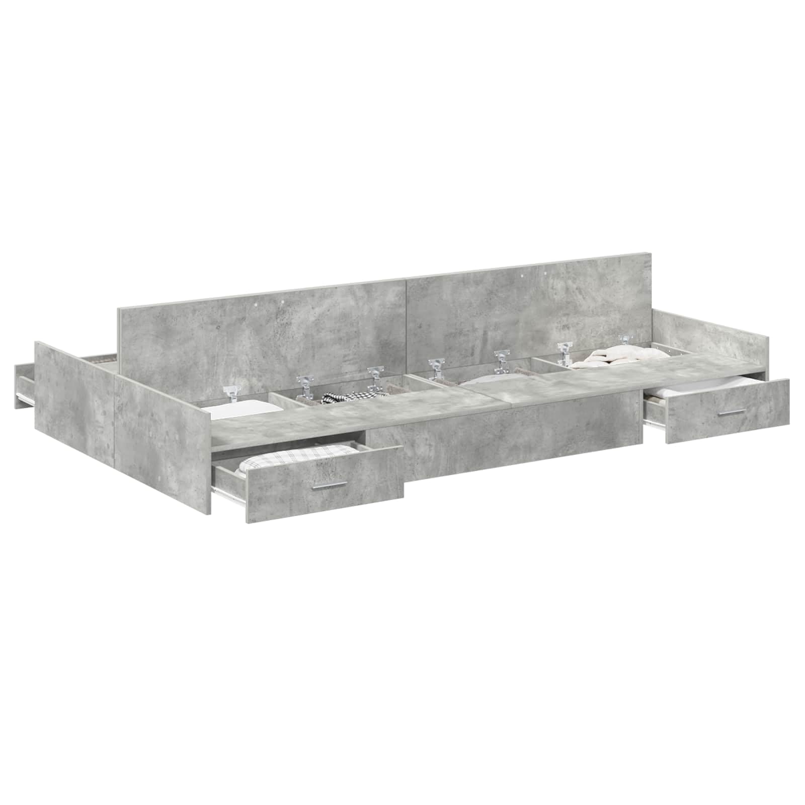 vidaXL Cadre de lit avec Rangement avec tiroir Gris béton 120 x 200 cm, Cadre de Lit Moderne, Design Rectangulaire, Durable, Bois de Pin Solide, Espace Optimisé, Style Minimaliste