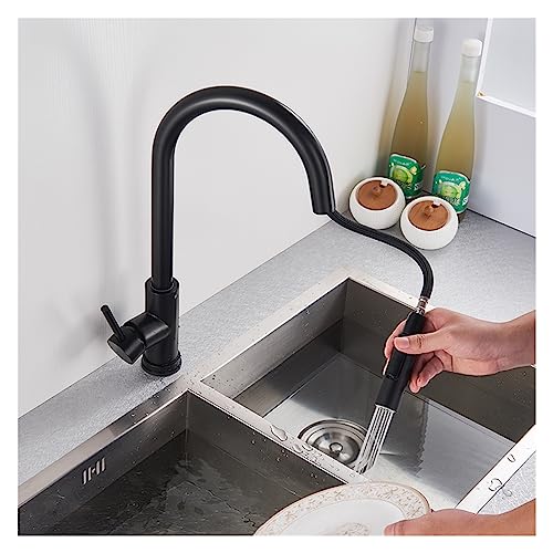 Robinet de cuisine extractible avec grue rotative 360 et mitigeur 2 sorties d'eau